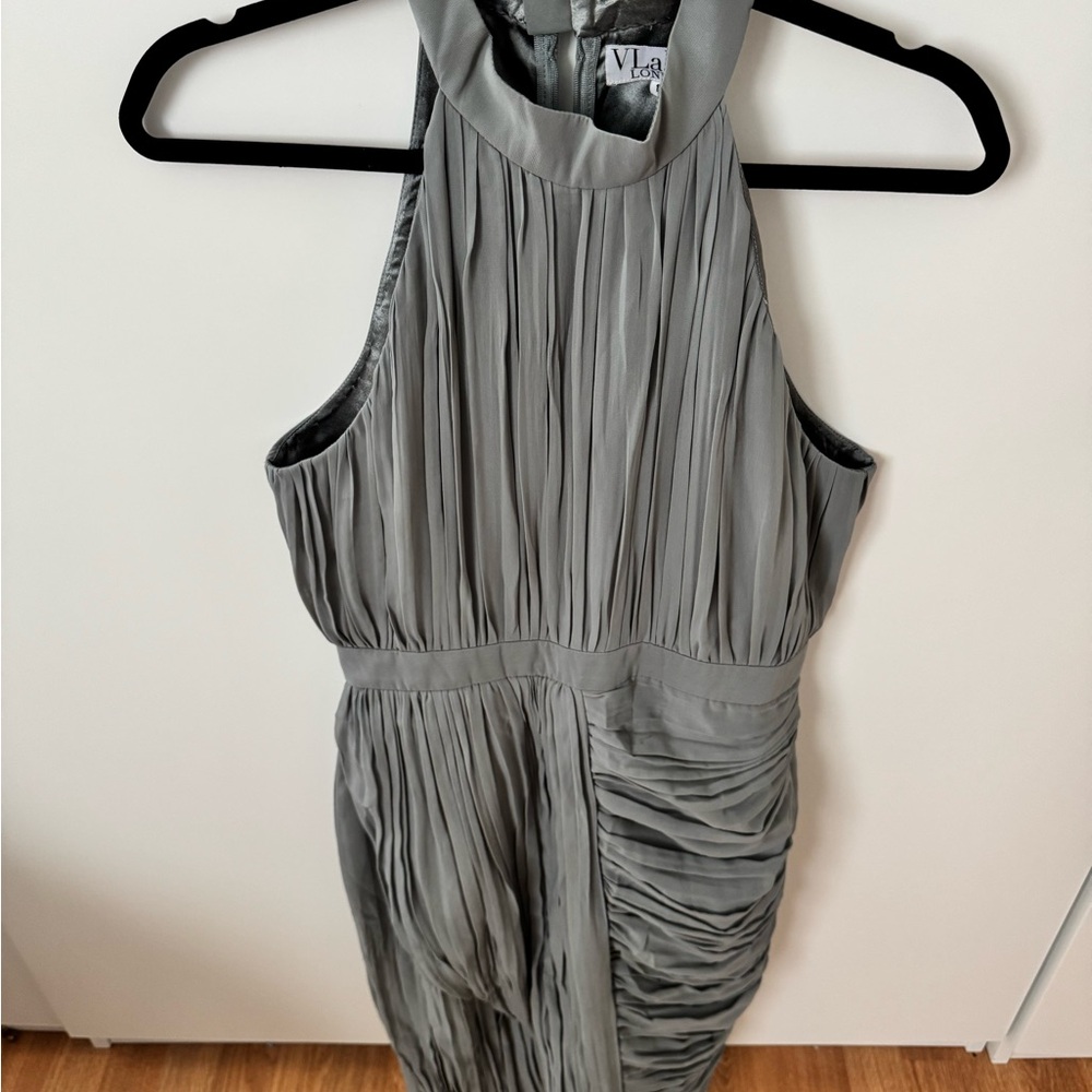 NWT V Label Gray Pleated Halter Dress